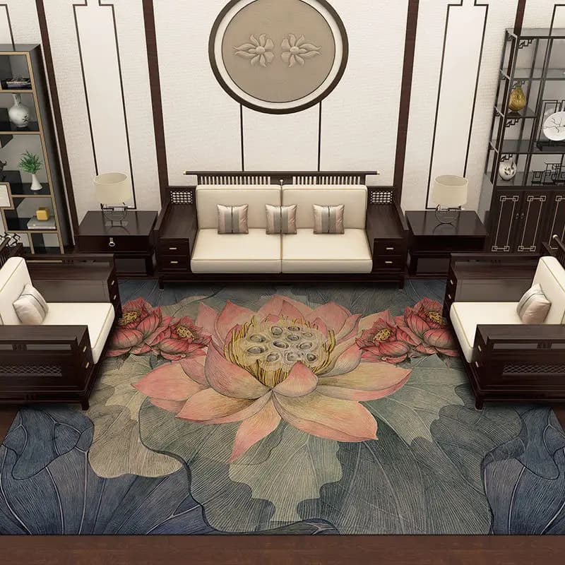 3D Creative Lotus Printed Carpets Home Living Room Rugs Bedroom Bedside Children's Room Floor Mat Hallway Non-slip Door Mat