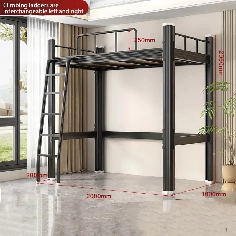 Letto a castello basso in ferro con telaio, per bambini, con contenitore e testiera, disponibile nelle versioni Full e Twin, in vendita. Mobili per camera da letto.