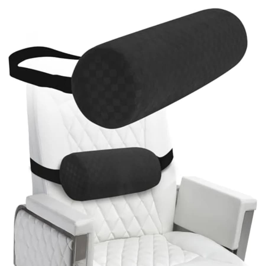 Lumbar Roll Pillow for Lower Back, Lumbar Support Foam Roll Cushion with Pillowcase and Upgraded Strap for Office, Chair, Car,