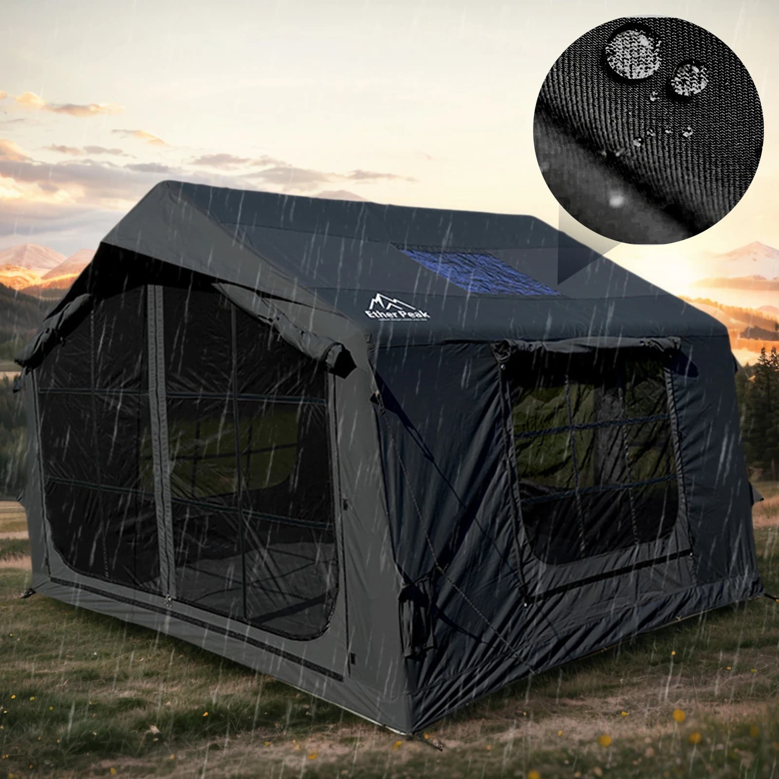 420D Oxford Inflatable Tent 3-5 Persons With Mats Jack Hole Inflatable Camping Tent Inflatable Glamping Tent Outdoor