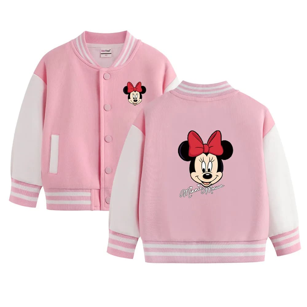 Disney Cartoon Print 2-12 anni Topolino Minnie Divise da baseball per ragazzi e ragazze Felpe con giacca in cotone autunno inverno