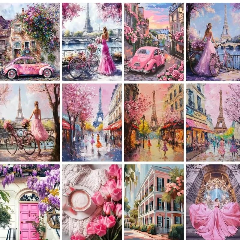 40X50CM DIY Painting By Numbers City Landscape Canvas By Numbers Wall Art Picture Acrylic Paint Crafts Kit