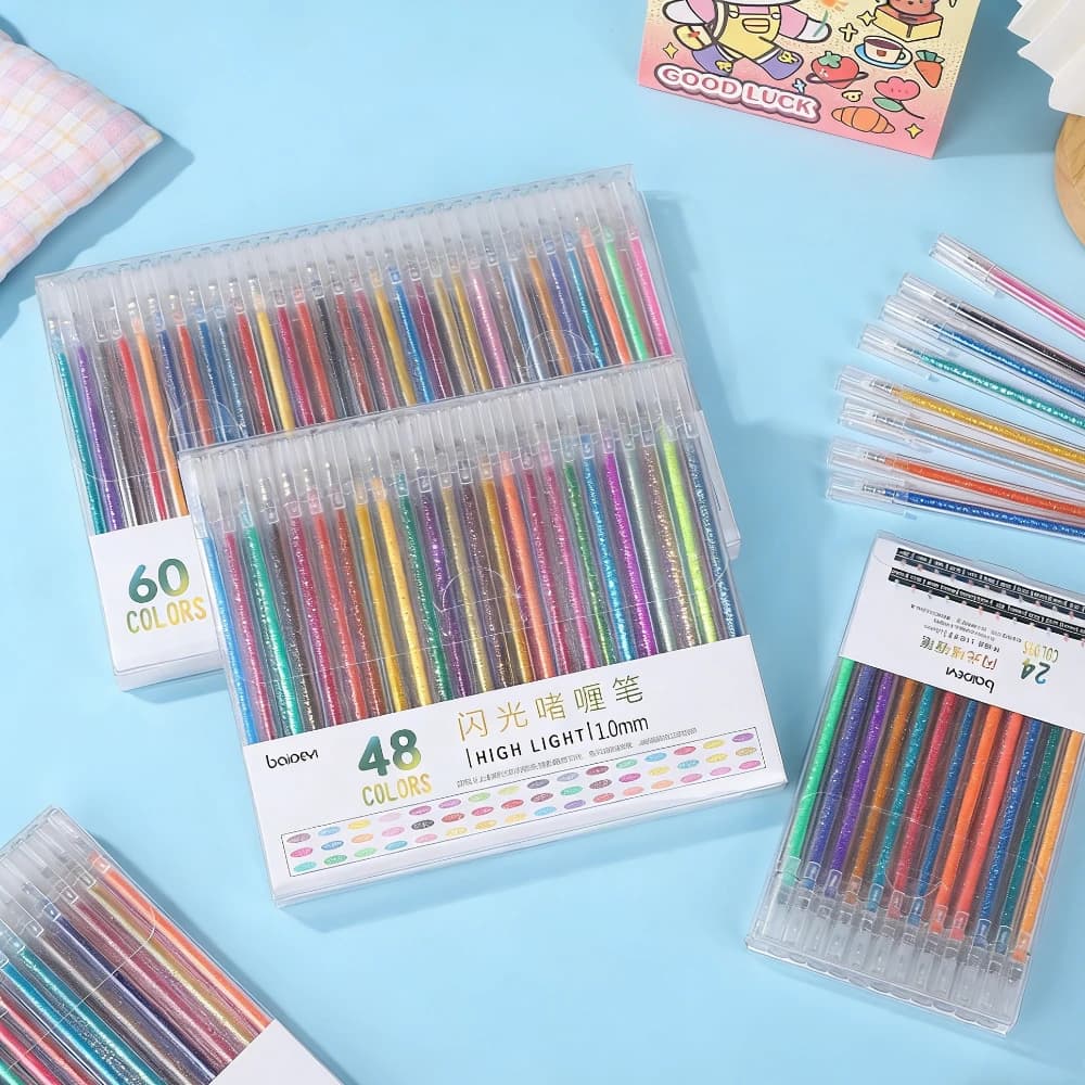 1 set di evidenziatori di penne gel glitter colorate a spinta per bambini, conto a mano, penna perlato sabbie mobili per evidenziare gli studenti