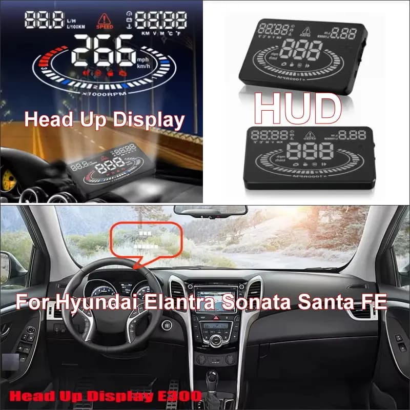 Per Hyundai Elantra Sonata Santa FE 2003-2024: Display HUD (Head-Up Display) per auto, proiettore per la guida sicura, schermo sul parabrezza, Plug and Play