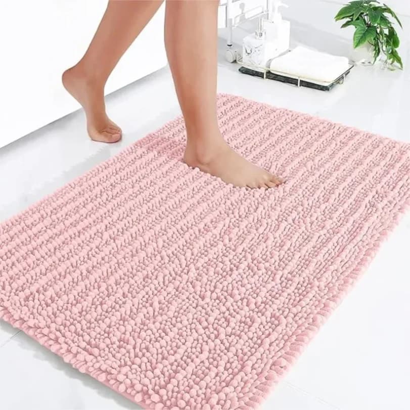 Kitinjoy Tappetino da Bagno di Lusso Assorbente, Morbido e Spesso, Lavabile in Lavatrice, Tappeto da Bagno Peluche Confortevole, Antiscivolo per Doccia