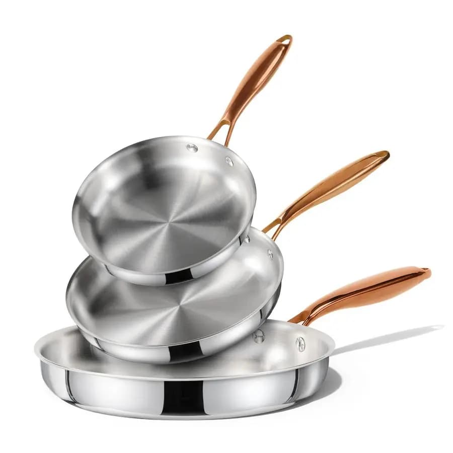 Set di padelle in acciaio inossidabile 810 12, padella antiaderente senza PTFE e PFOA, padella per omelette, adatta al forno, compatibile con l'induzione