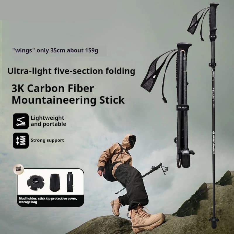 Outdoor Trekking Sticks Hot Spot Carbon Fiber Professional Folding Non-slip For Trekking Equipment Unisex Walking Sticks.