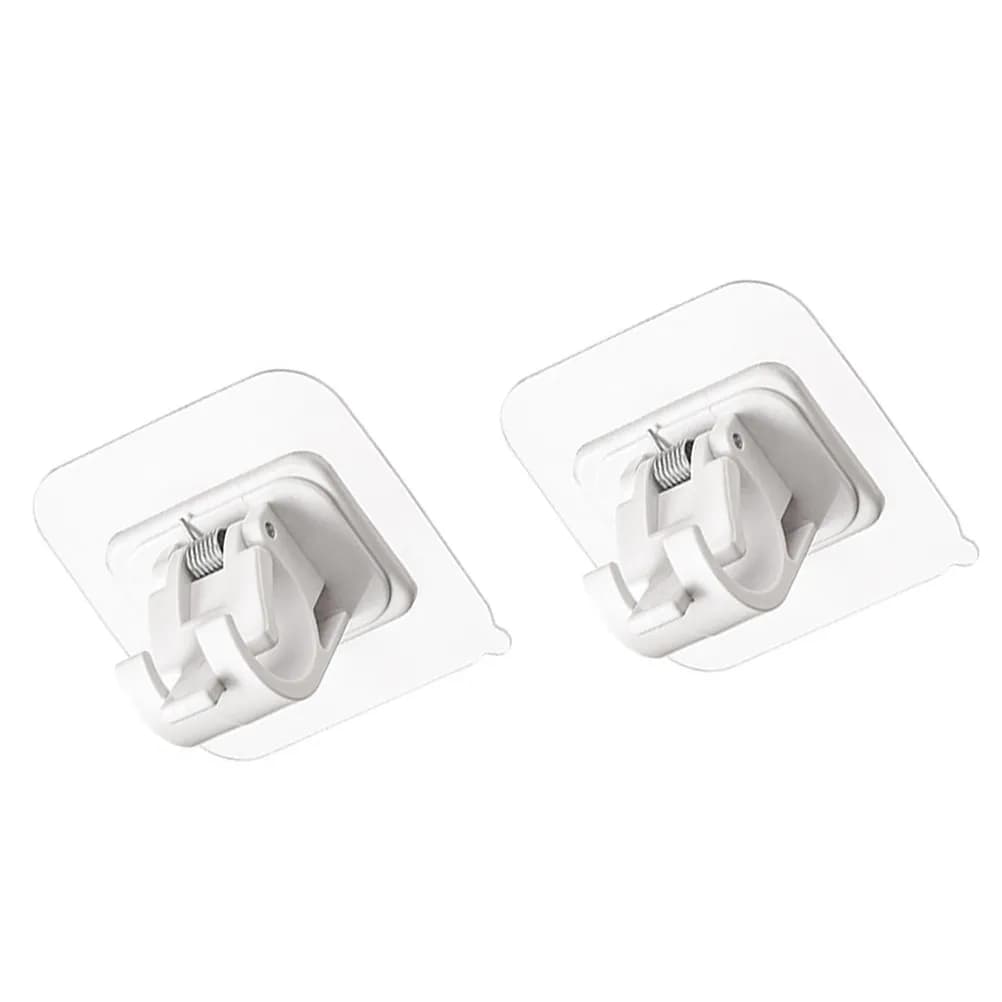 2Pcs Curtain Rod Hooks Heavy Duty Adhesive Curtain Hanging Rod Clamps No Drill Self Stick Wall Mount for Shower Rods Holder