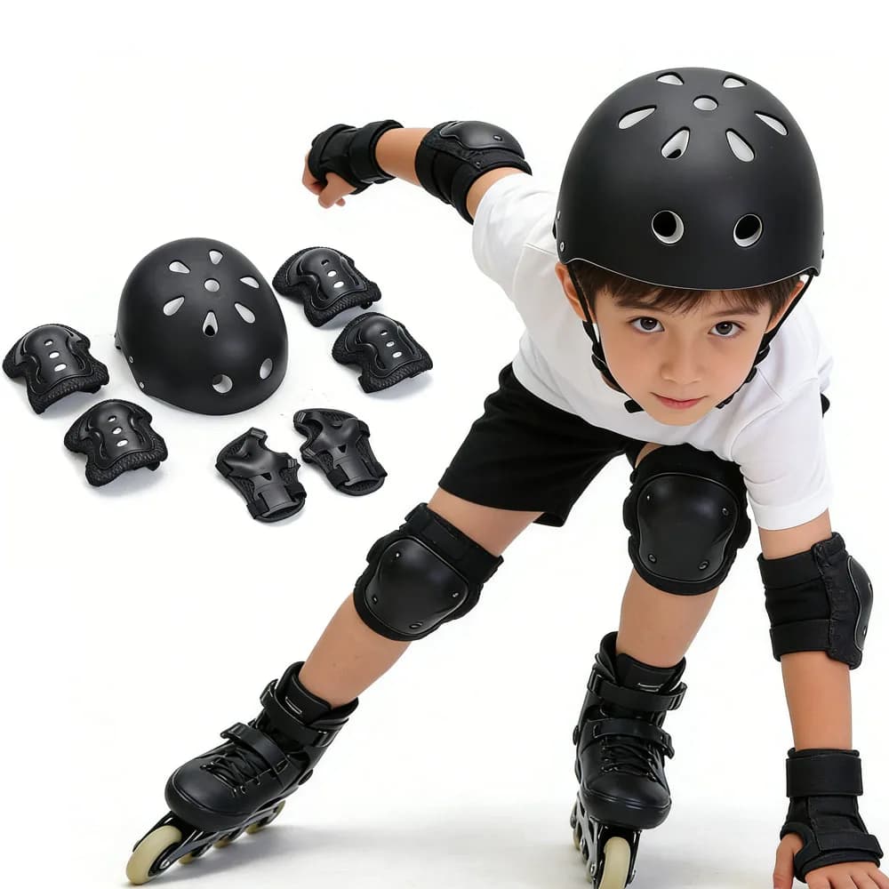 Set of 7 helmets and pads for children's bikes, adjustable protective equipment for children and children of 3-10 years, for cycling, skateboard, scooter