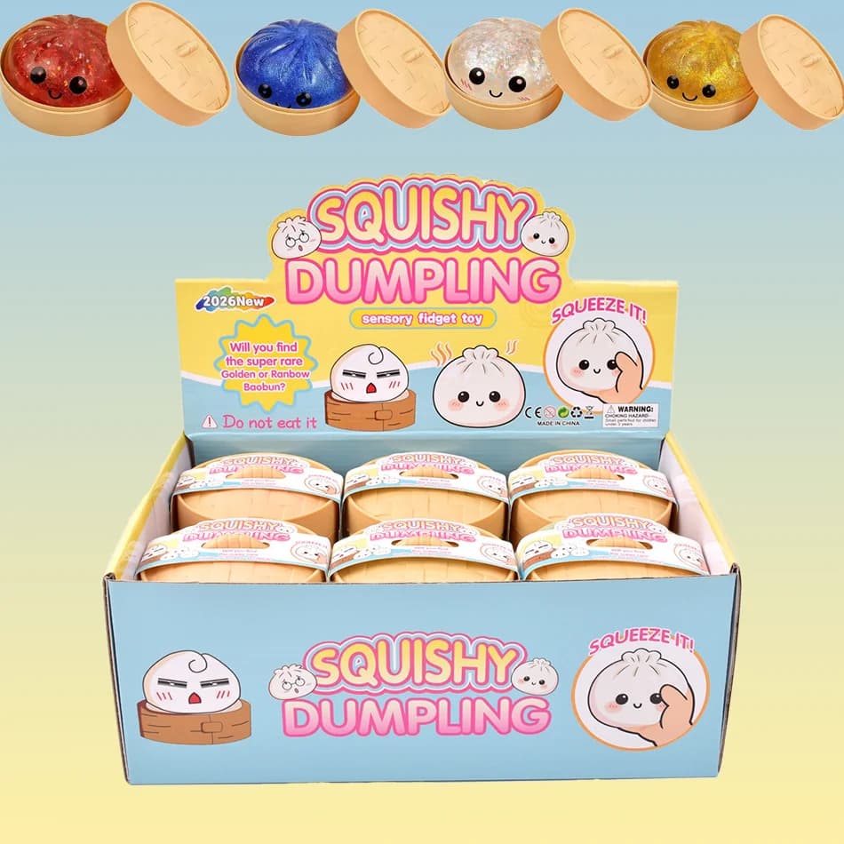 Nuova Scatola Squishy Glitterata a Forma di Raviolo, Antistress, Morbida e Spremibile, per Decompressione