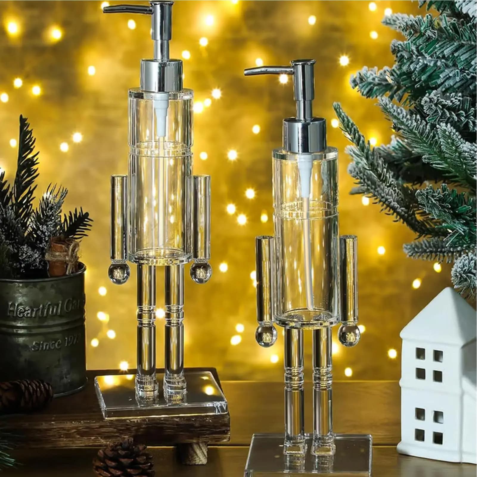 Dispenser di sapone Schiaccianoci Pompa per shampoo ricaricabile Bottiglia di sapone per le mani di Natale per bagno Cucina Casa Appartamento Ristorante