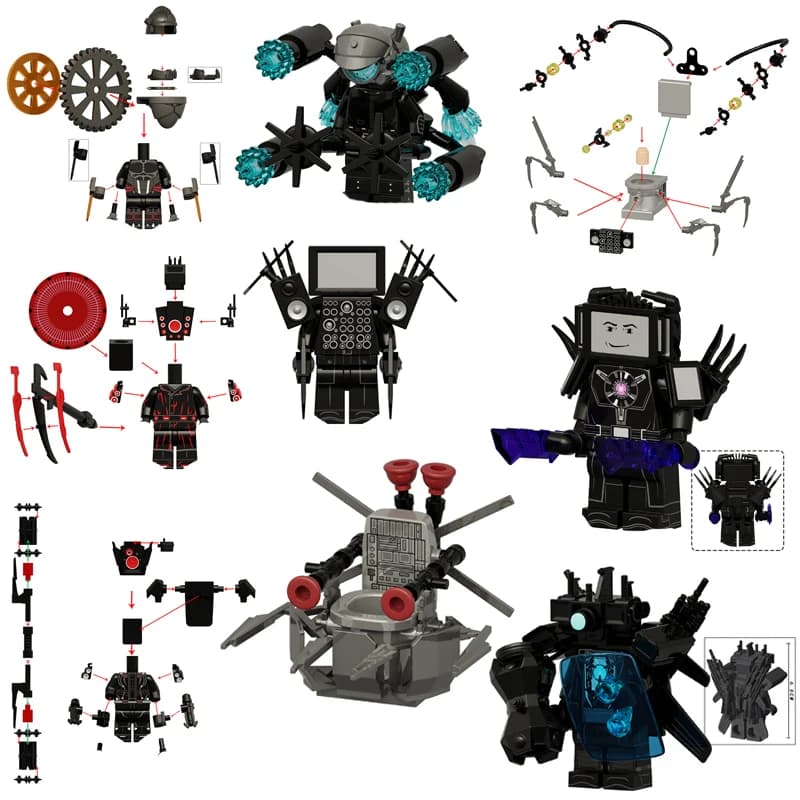 Skibidi Toilet MOC Robot astratto Building Blocks compatibile con LEGO Monitor TV Man Figure delicate Mini modello di mattoni Giocattoli