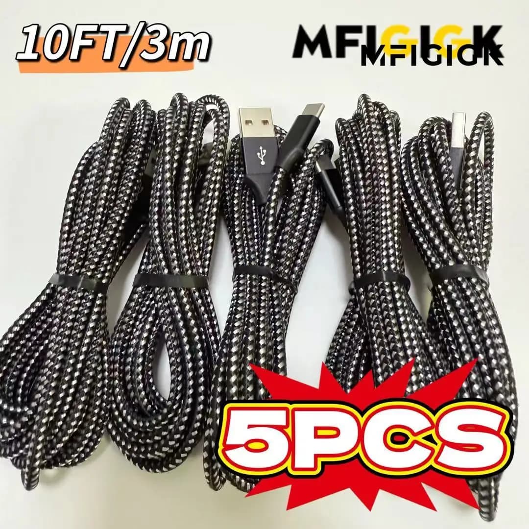 MFIGlGK 5 cavi USB C tipo C 10 piedi per Samsung S8 S9 S10 Xiaomi Samsung Galaxy S10 S10 + s9 Android A15 A25 A35 A55