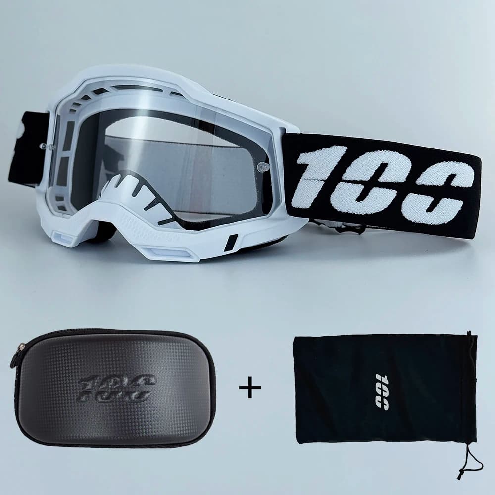 UN SET Occhiali da moto Uomo Occhiali da motocross Casco MX Moto Dirt Bike ATV Sci Sport all'aria aperta Scooter in vetro Googles Googles borsa