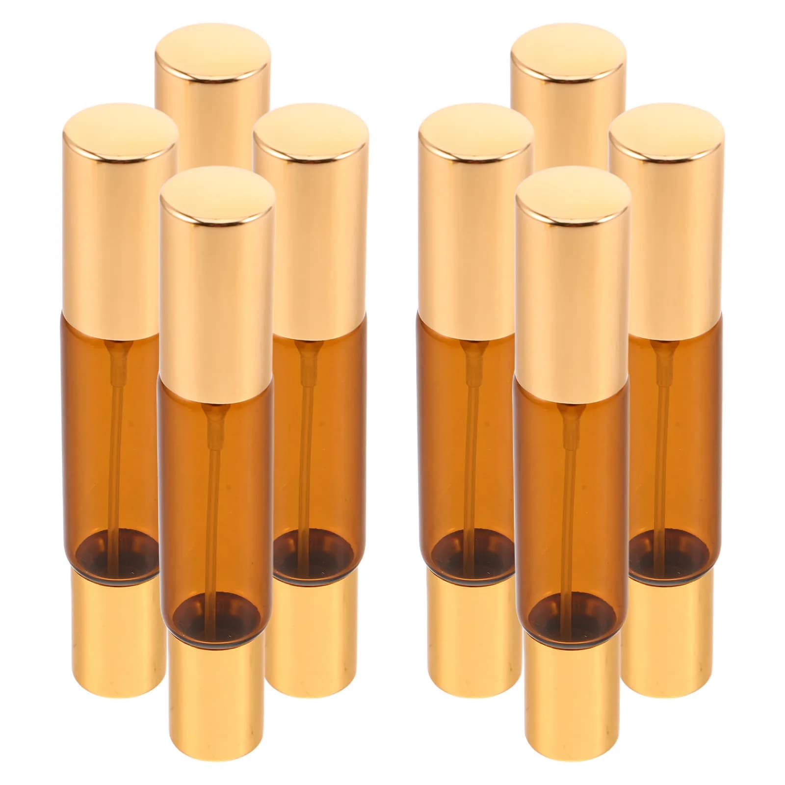 8Pcs 10Ml Amber Glass Dual-Head Roller Bottles Set Refillable Leakproof Essential Oil Perfume Roller Bottle for Aromatherapy