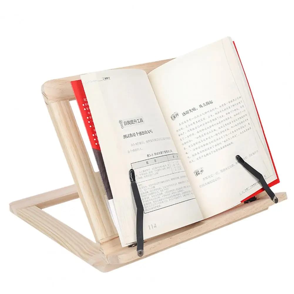 Adjustable Bookcase Ergonomic Wooden Book Stand for Children's Learning Support Reading Rack for Laptops Tablets