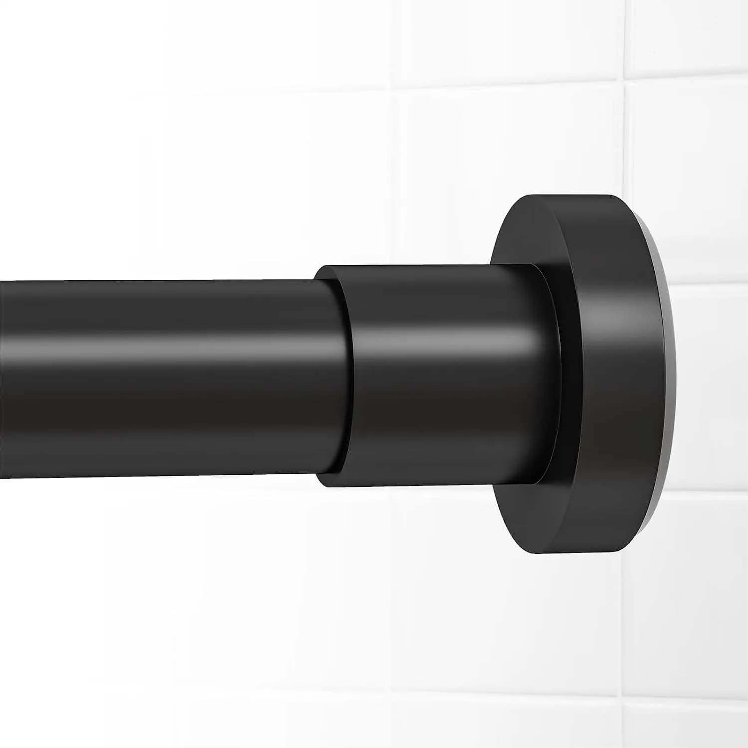Tension Shower Curtain Rod 18-49 Inch, Heavy Duty Adjustable No Drill No-Slip for Bathroom, Matte Black