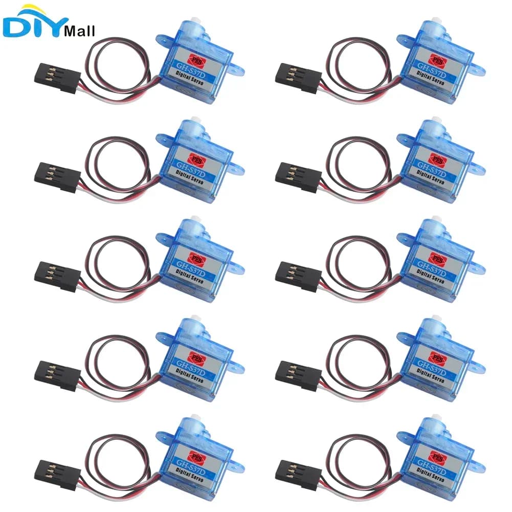10 pz. Micro Servo GH-S37D da 3,7g Super Leggero per il Controllo della Direzione di Volo di Aerei RC, Elicotteri, Barche, Auto, Trex 250