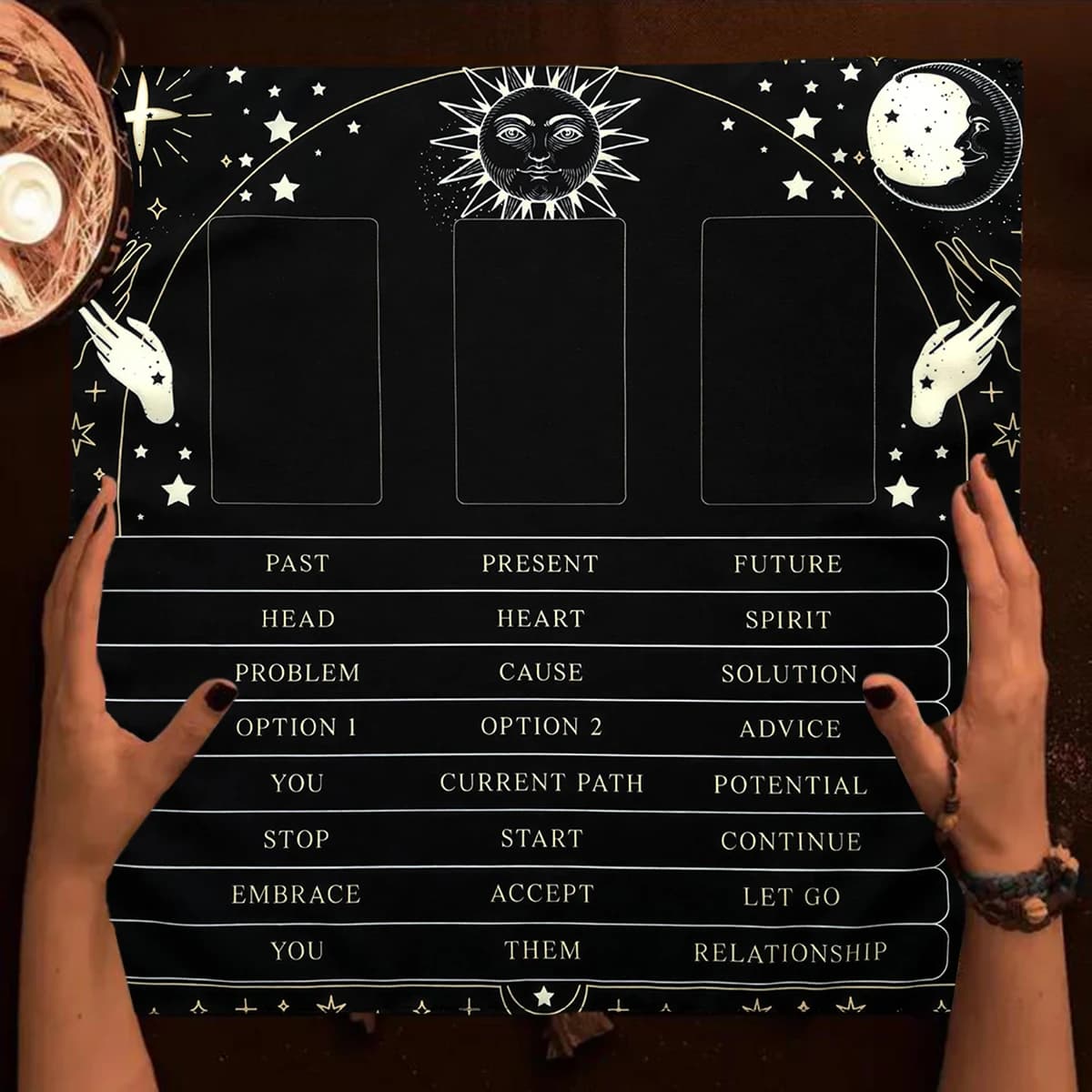 Divinazione Tarocchi Tovaglia Tovaglia Sole Luna Tarocchi Carte Altare Panno Tarocchi Zerbino Decor Stregoneria Astrologia Carte Oracle Pad