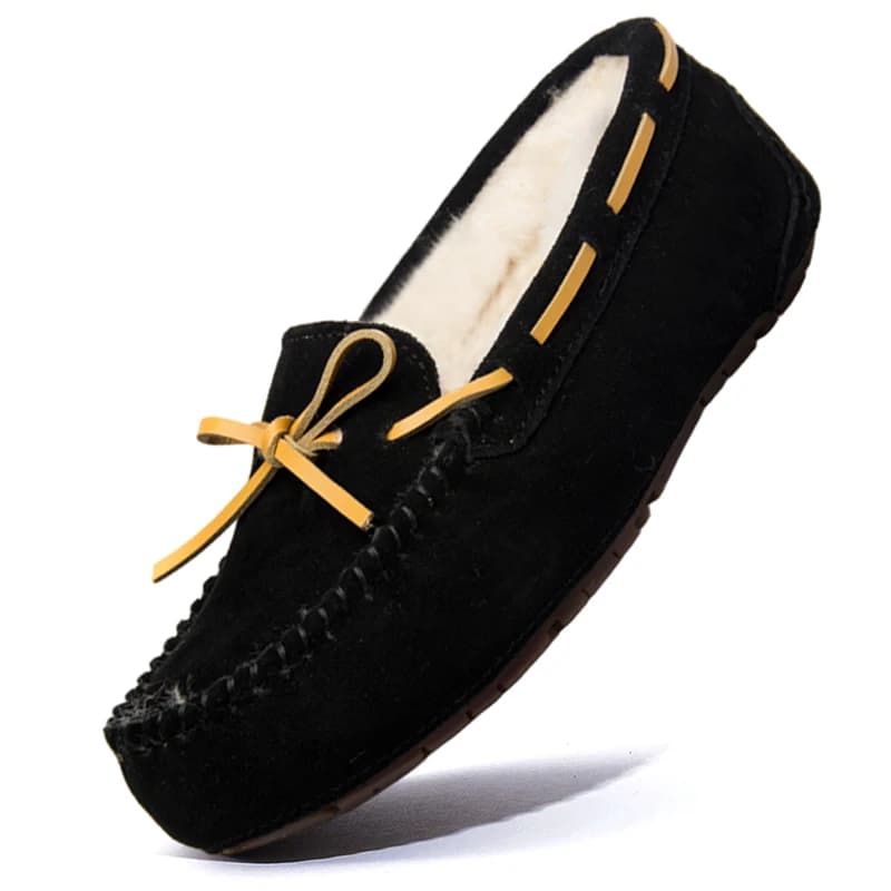 Mocassini piatti da donna in vera pelle taglie forti Scarpe mocassini casual foderati in pelliccia naturale Calzature femminili moda invernale
