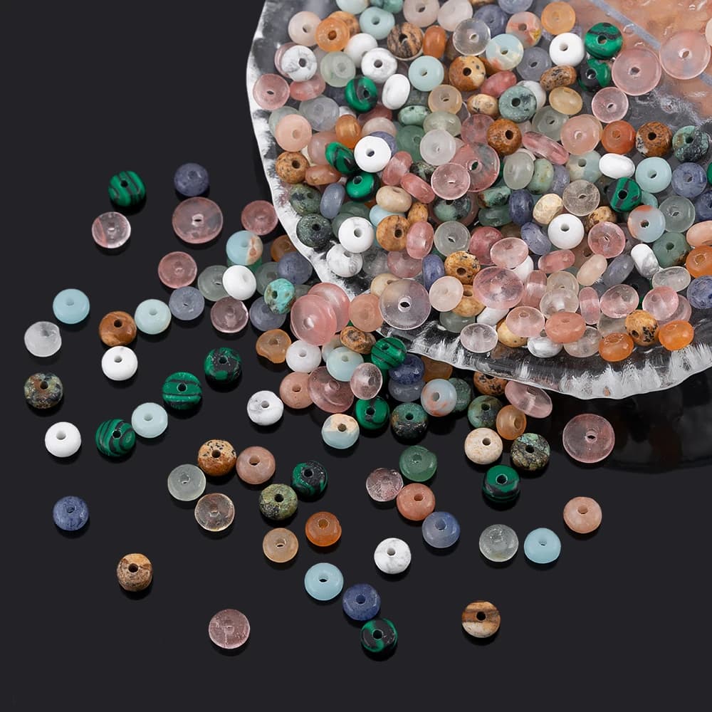 160 pz 4mm Pietra Naturale Abaco Perline Piatto Allentato Perline Del Distanziatore Per Gioielli FAI DA TE Che Fanno Collana Del Braccialetto Accessori All'ingrosso