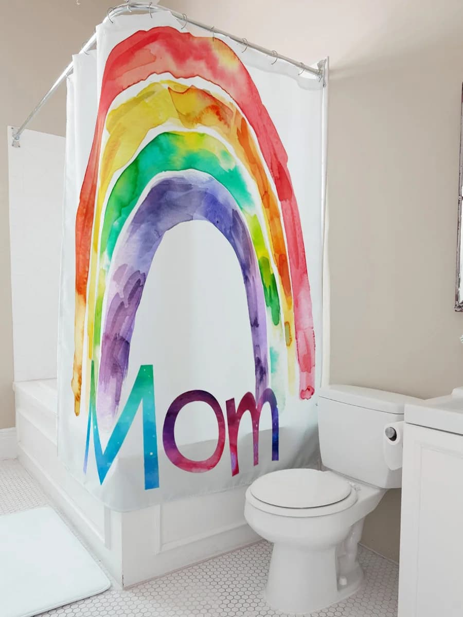 Tenda da doccia con stampa arcobaleno'mamma' per l'arredamento del bagno