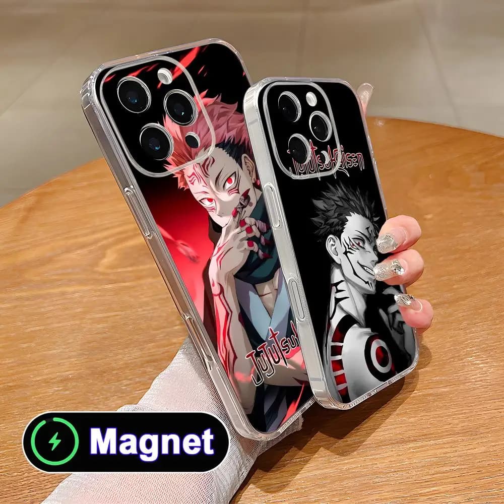 Custodia per cellulare Jujutsu Kaisen Sukuna in TPU trasparente con MagSafe per iPhone 17 16 15 14 13 12 11 Air Pro Max Plus Mini, Cover Colorata