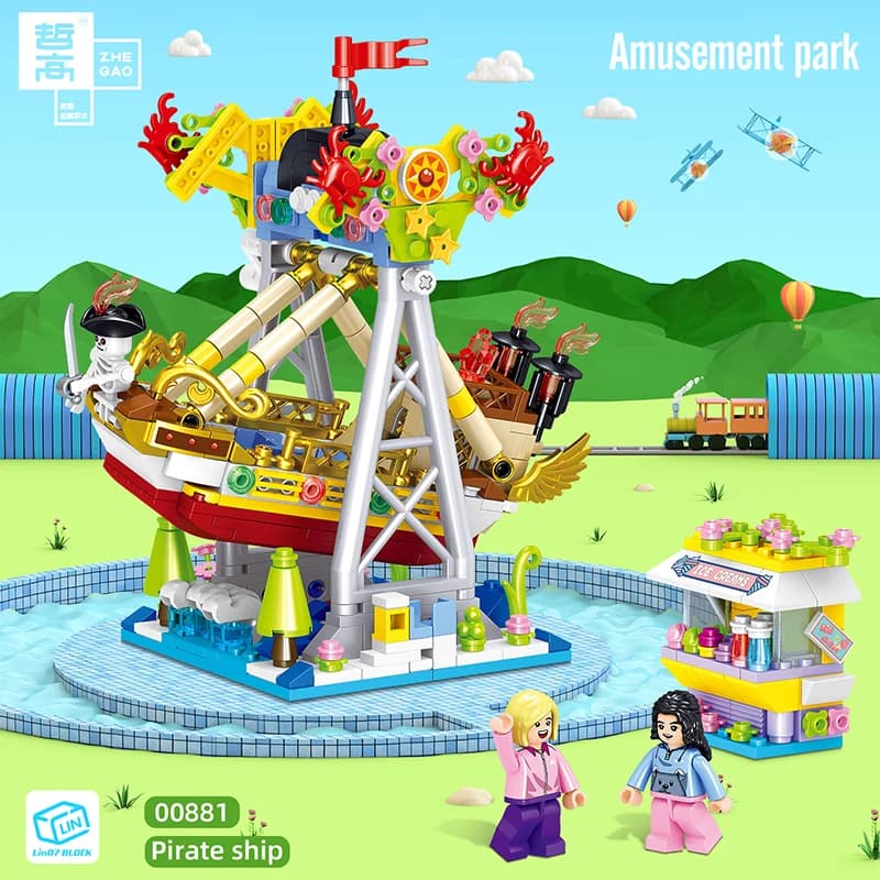 Dream Amusement Park Building Blocks Set for Girls, Small Bricks for Creative Playtime, Educational DIY Toy Gift