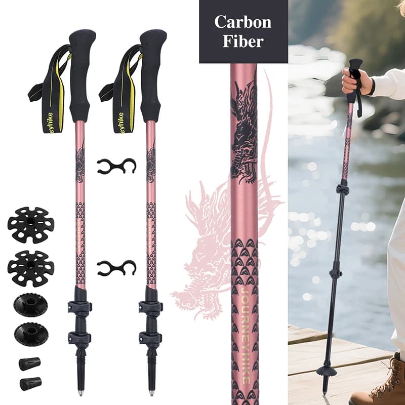Unisex Ultralight Trekking Sticks, Foldable, Fast Closure, Carbon Fiber, for Hiking and Climbing