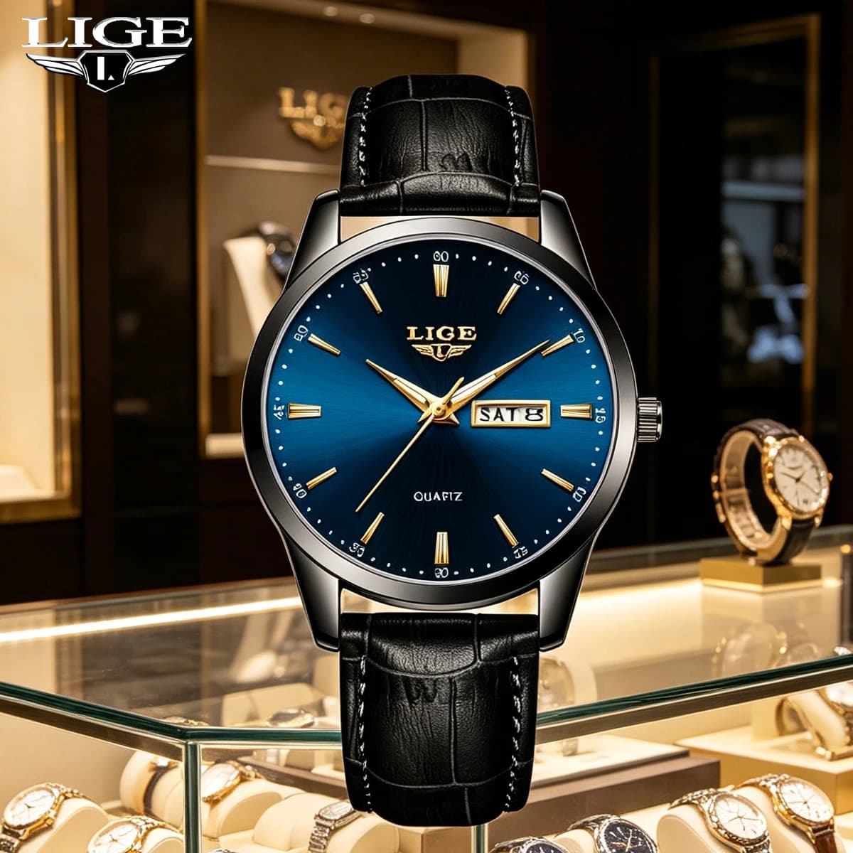 LIGE Man Watch Fashion Leather Strap Mens Watches Military Sport Waterproof Calendar Quartz Wristwatches Male Clock Reloj Hombre