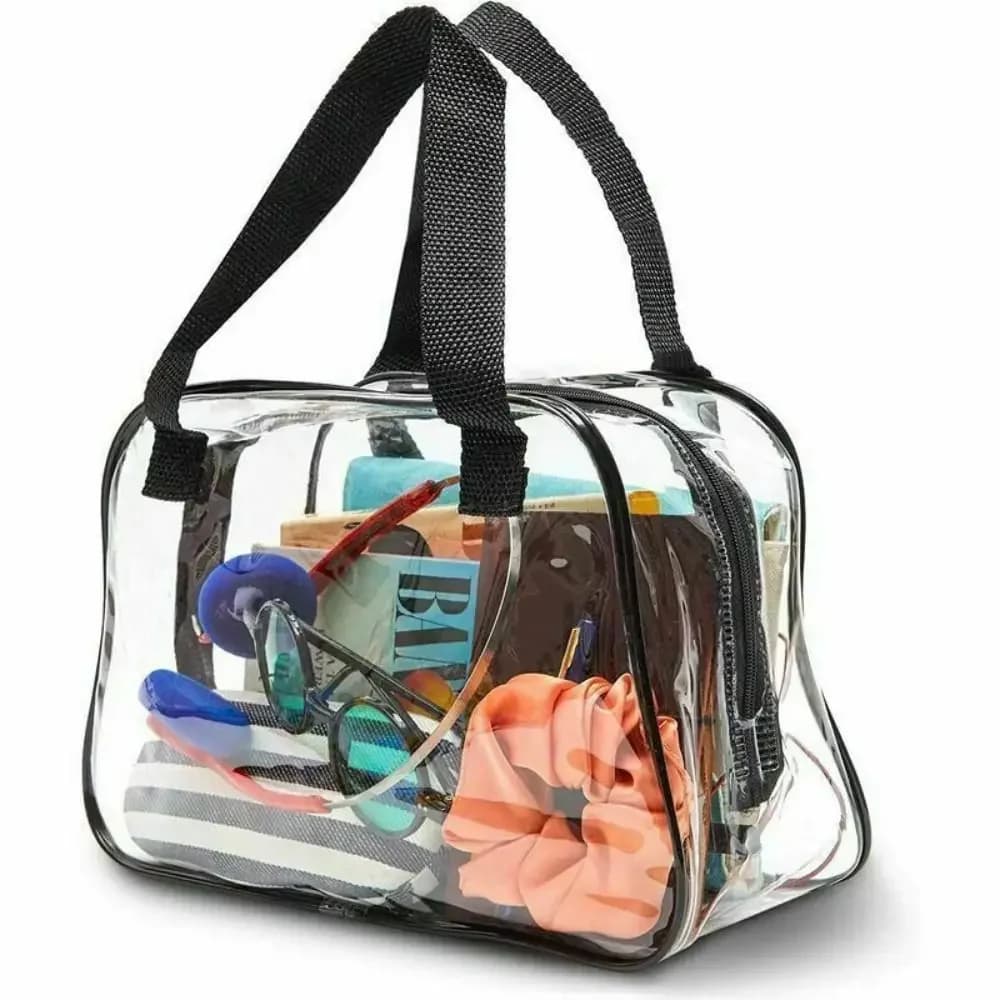 Clear Tote Bag Approved by Stadium Small Transparent Bag for Travel and Concert Bag Cosmetic Bag Toiletry Bag