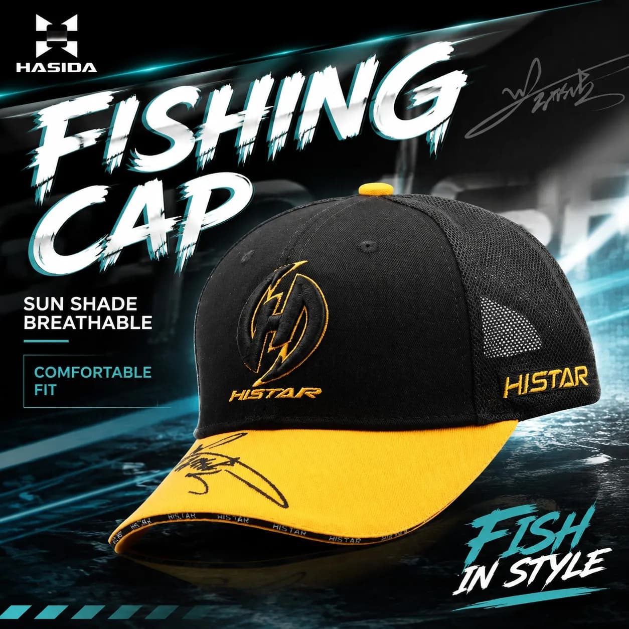 HISTAR Nuovo cappello anti-UV Berretto da pesca con circonferenza della testa regolabile con design a rete traspirante