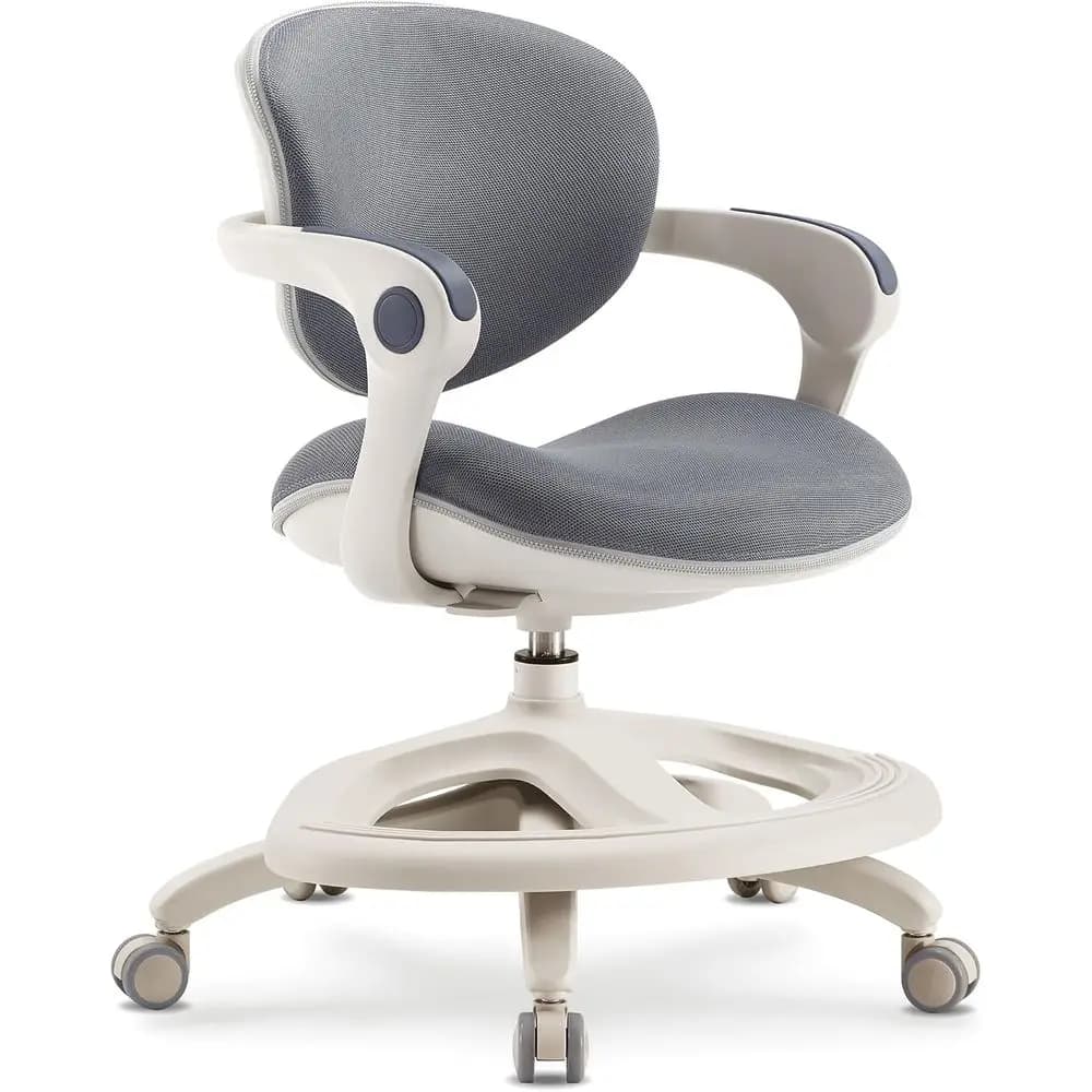 Sedia da scrivania ergonomica per bambini con sedile e schienale imbottiti, 360 ° Ruote girevoli con blocco, grigie, singole