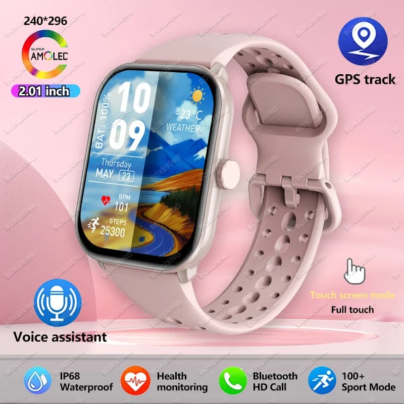 New GPS Smartwatch 2026 with AMOLED Ultra HD Screen 2,01 Inch, Monitoring Movements and Running, Cardiofrequencymeter, Bluetooth Calls