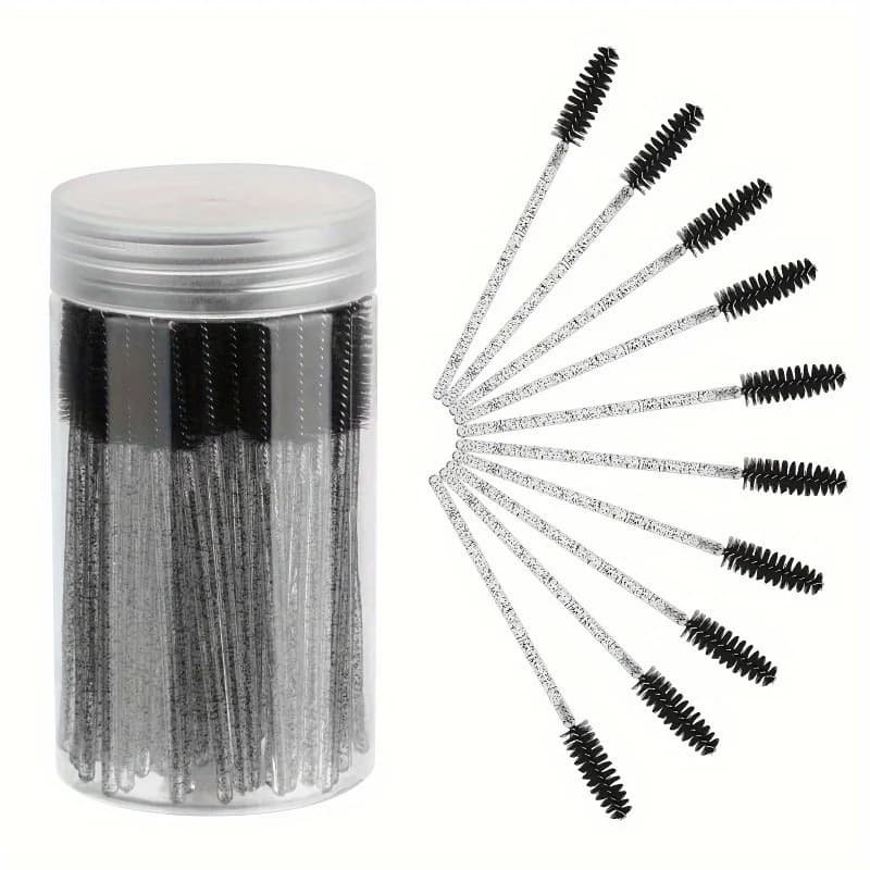 50 pcs Use And Drop Brush for Eyebrow Mascara Stick Brushes For Makeup Applicator Set for Extender Eyebrow Brush With Container