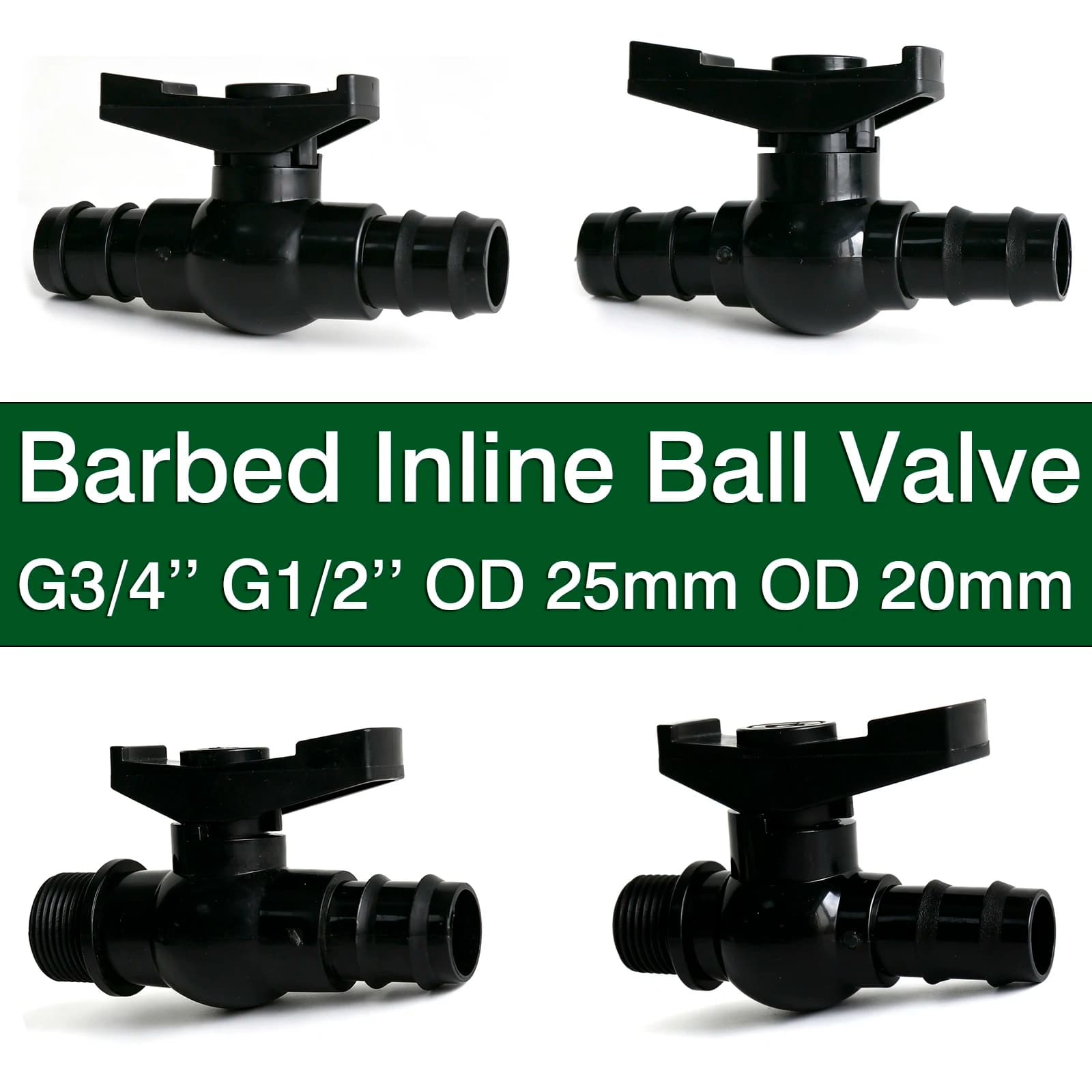 BS 1/2"3/4" Male Thread Plastic Ball Valve OD25 20mm Barbed Hose Tap Shut Off Valve Garden Drip Irrigation Pipe Water