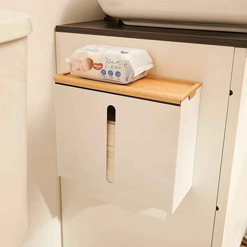 Porta carta igienica a parete, scatola portaoggetti da bagno da cucina senza trapano con dispenser per asciugamani, organizer per toilette dell'hotel