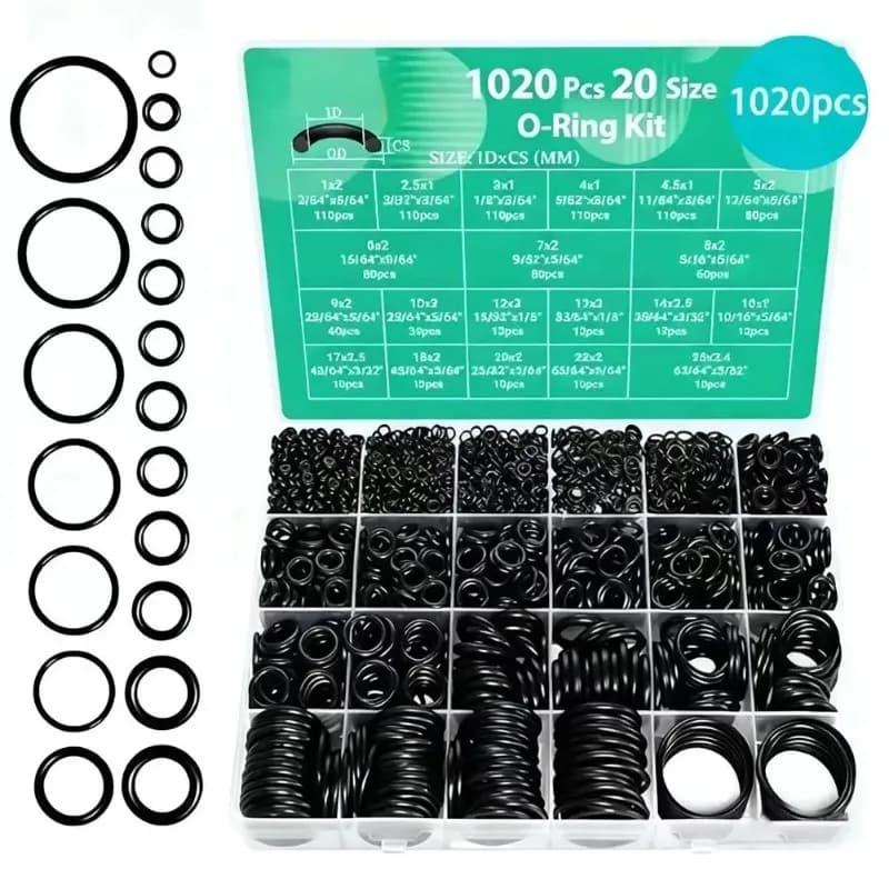 1020 pezzi di O-ring in silicone nitrilico, anelli di guarnizione resistenti all'usura e all'olio, set di anelli di tenuta per la manutenzione.