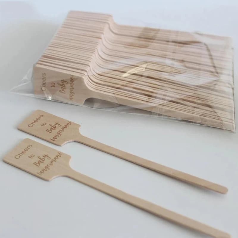 50 bastoncini di legno personalizzati per cocktail nuziali incisi al laser, forniture per feste di compleanno, matrimoni, agitatori per bevande, bomboniere