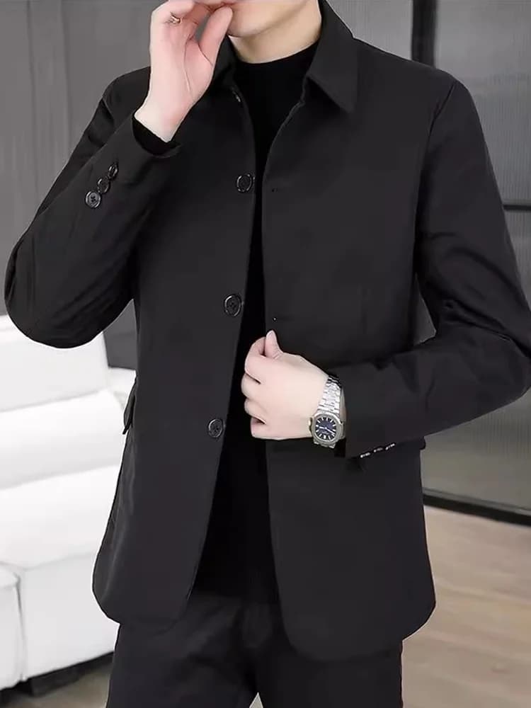 Nuova Giacca Casual da Uomo 2026 in Tinta Unita, Colletto Rovesciato, per Primavera e Autunno, Stile Business e Tempo Libero, Sottile, di Alta Gamma per Giovani