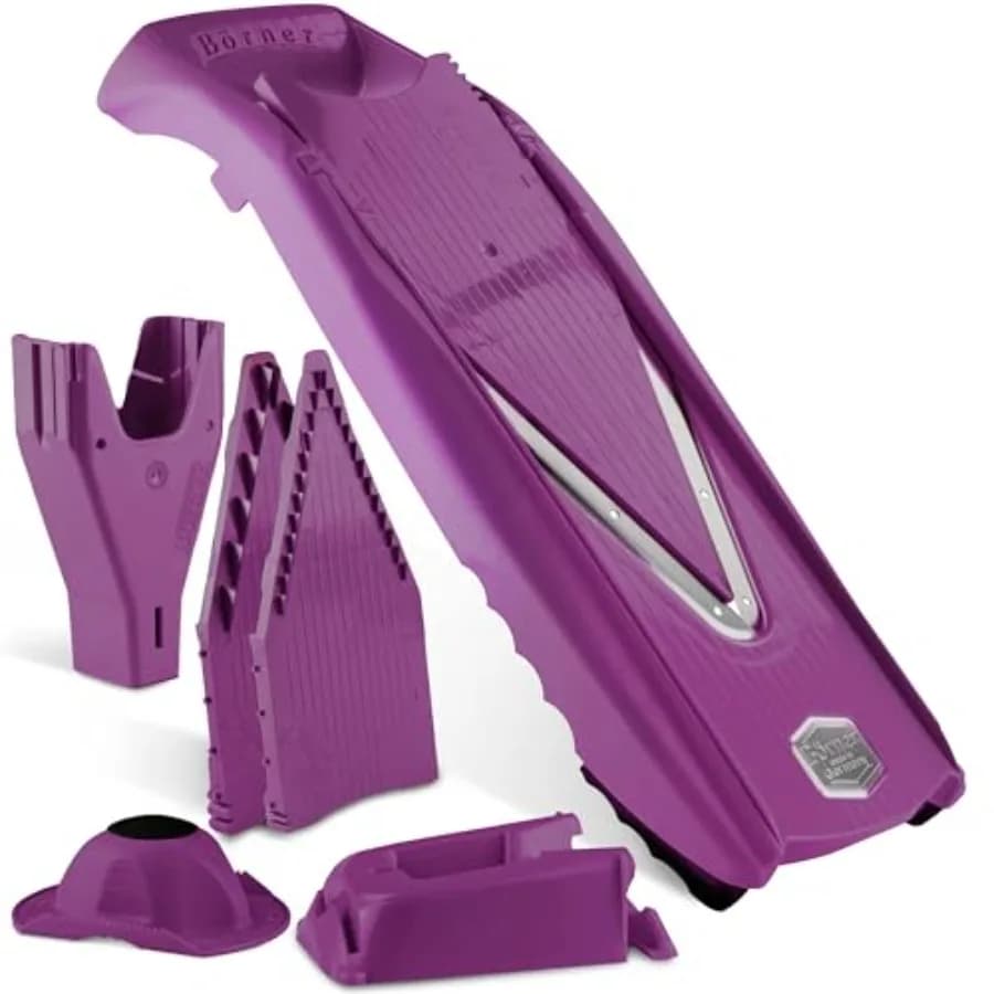 Affettatrice Mandolina V5 Profi Set di Reston Lloyd V-Slicer con 4 Inserti, Stazione di Aggancio e Supporto per Alimenti, Prodotta in Germania, per Frutta e Verdura