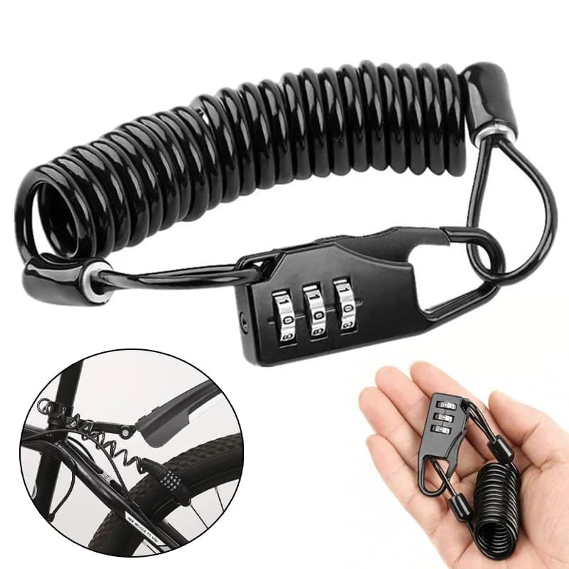 Multifunctional Helmet Lock, Mountain Bike Cable Padlock, Bicycle Safety Padlock, Motorcycle, Electric Vehicle, Portable Lock with Cable and Password