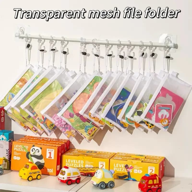 Custodia per documenti con cerniera in rete Borsa per documenti con cerniera Cartelle per file con cerniera impermeabile Giocattoli Articoli vari Borsa per riporre pezzi di puzzle Astuccio per matite