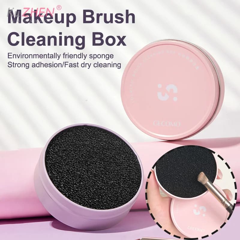 1PC Scatola per la pulizia dei pennelli per trucco Spugna per pulizia rapida Pennelli per ombretto Detergente a secco Lavaggio cosmetico Strumento per polvere pulita Accessorio per il trucco