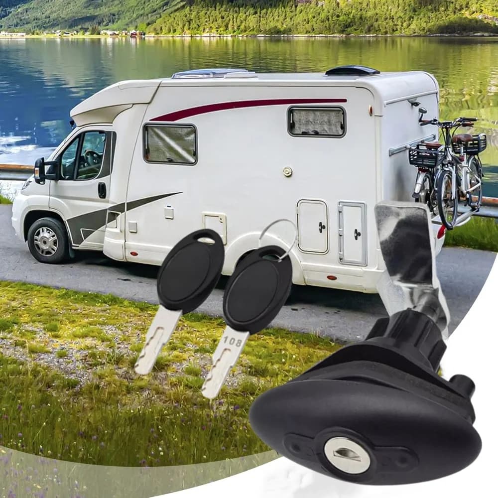 Serratura a T per Porta, Chiusura di Sicurezza per Camper e Rimorchi, con Chiave Unica, Resistente, per Porte di Garage, Armadietti, Cassette Postali e Cassetti