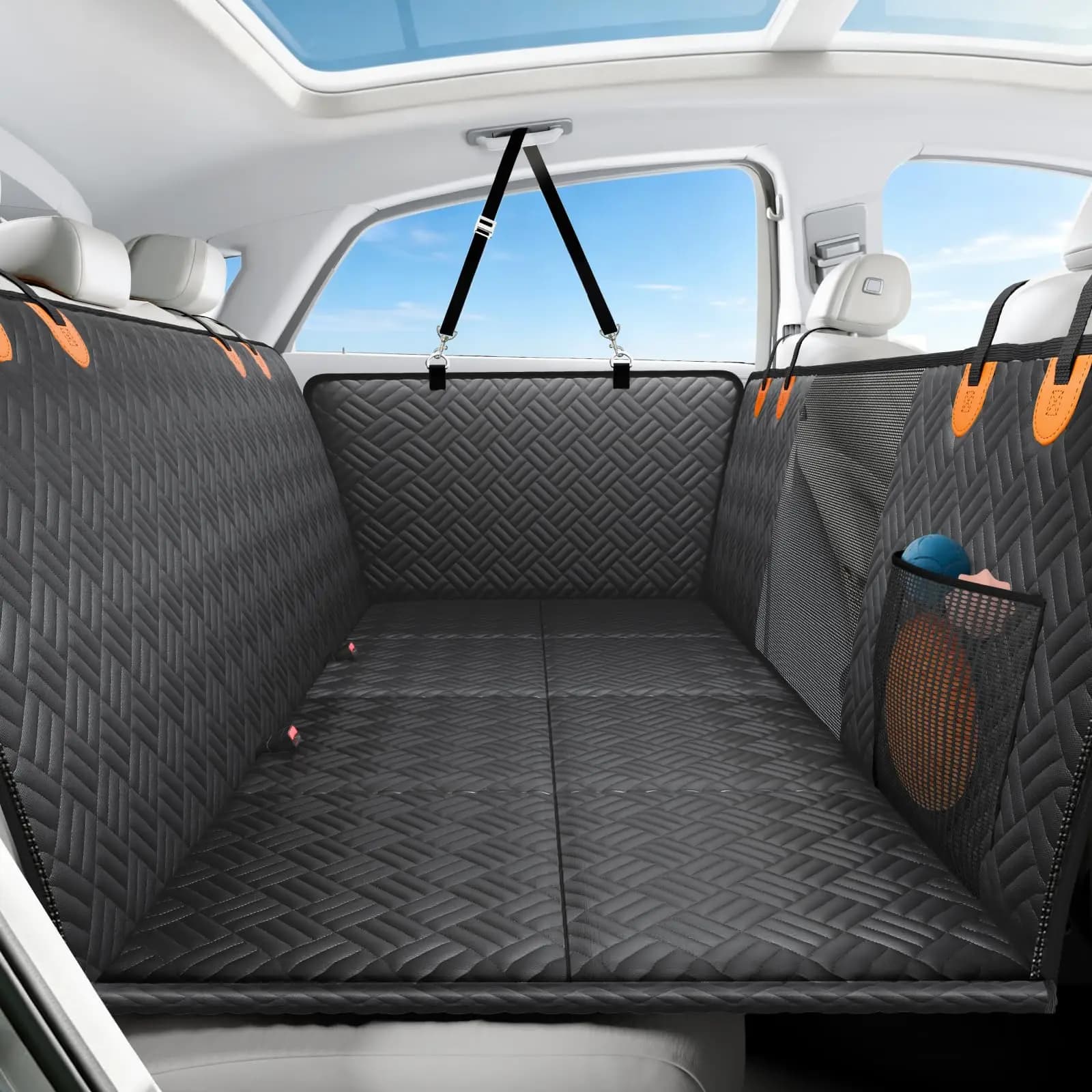 Dog Car Seat Cover for Back Seat Hard Bottom Back Seat Extender Back Seat Pet Cover for Dogs Waterproof Heavy Duty