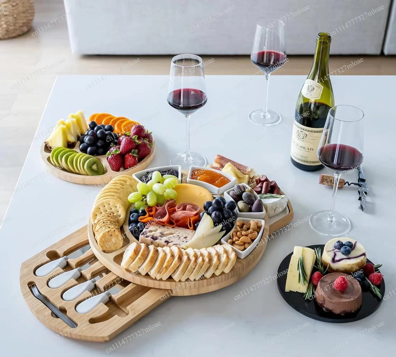 Multifunctional board Household fruit bread steak solid wood cutting board New cheese board pull