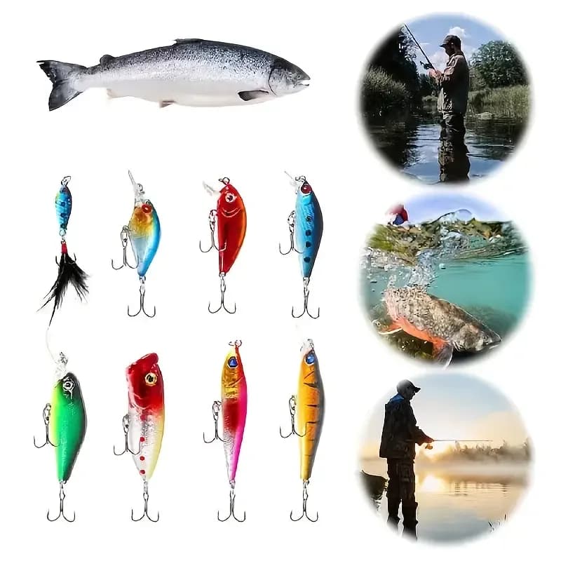 Set di esche da pesca Premium Minnow da 12 pezzi - Esche rigide realistiche in colori vivaci, plastica ABS resistente, con ami tripli per la freschezza