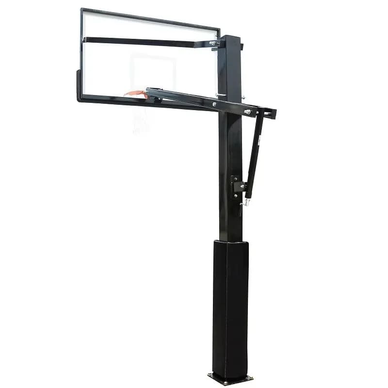 Supporti per canestro da basket regolabili in altezza con tabellone e cerchio per un utilizzo versatile su campi interni