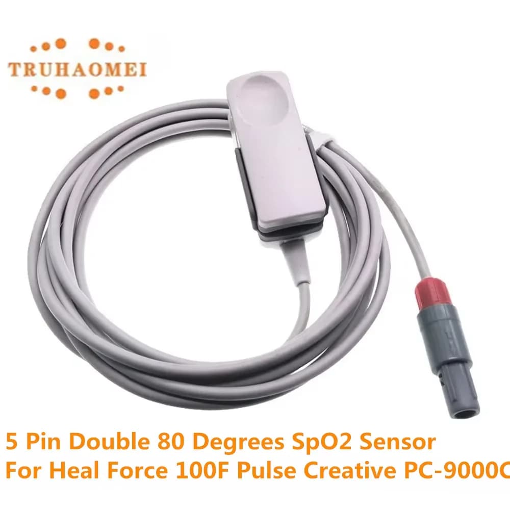 SpO2 Sensor 5 Pin For Heal Force Prince 100F Pulse Oximeter Dulex-100 Dulex-200 Creative UP7000 UP9000 PC66 PC9000 Digital Tech